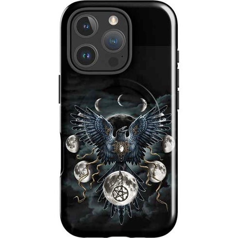 Crow and Moon Phases by Sarah Richter iPhone 16 Pro Max Magsafe Impact Case